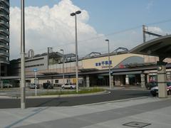 Nishitetsu Chihaya Station building combined with JR Chihaya Station in Fukuoka, Japan