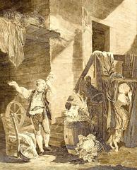 Scene from the opéra-comique Rose et Colas by Monsigny and Sedaine, 1764, engraving by Jean-Baptiste Blaise Simonet after Pierre-Antoine Baudouin