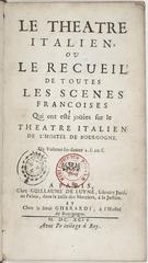 Title page of Evaristo Gherardi's Le Théâtre italien published in 1694