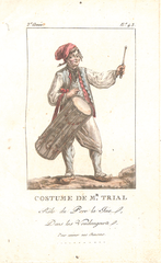 Antoine Trial as Père la Joie in Les Vendangeurs, lavis engraving by Jean-François Janinet