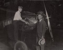 Eddie August Schneider shaking hands with Richard Bronaugh Barnitz in Los Angeles on August 21, 1930