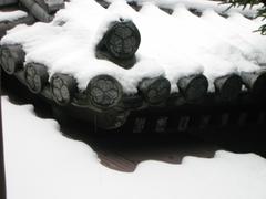 Roof of a building at Chion-in temple with three-leaf Tokugawa family crest