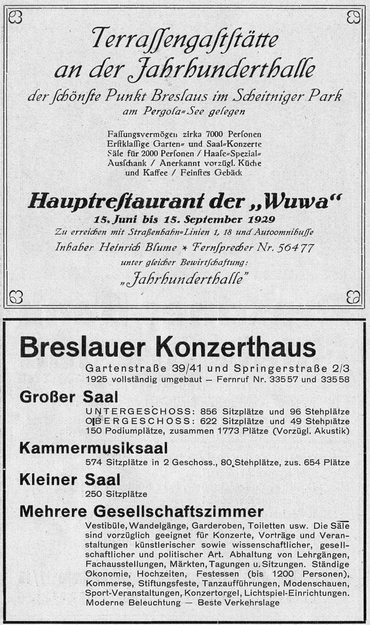 Terrace restaurant at the Centennial Hall and Breslau Concert Hall in 1943