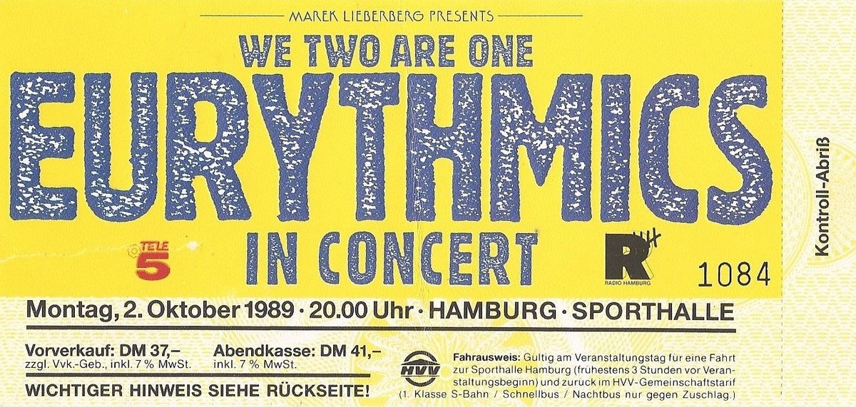 Eurythmics in concert at Sporthalle Hamburg October 2 1989