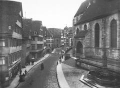 Historic view of Holzmarkt towards Bebenhäuser Pfleghof in Tübingen, 1903