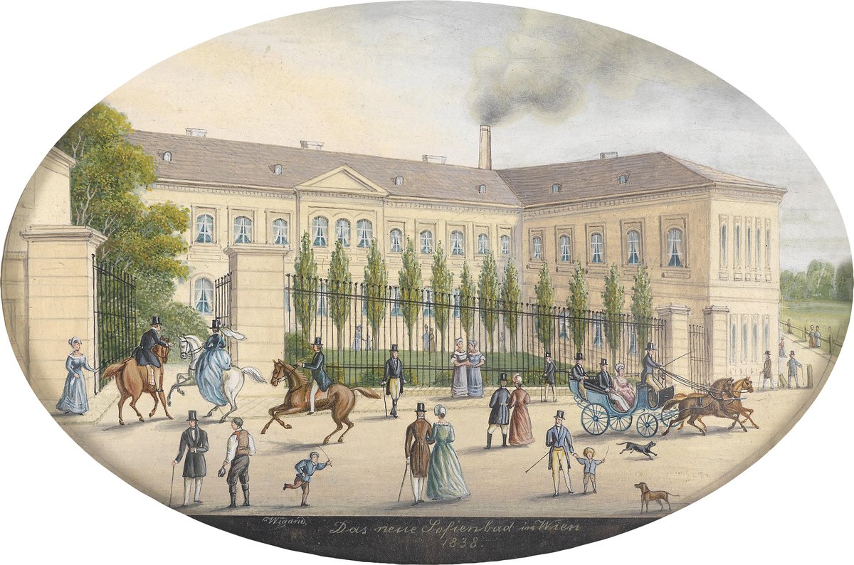 Historical sketch of the new Sofienbad bathhouse in Vienna, 1838