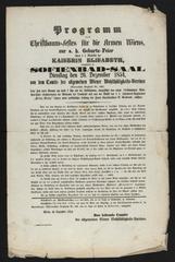 Poster for the Christmas Tree Festival for the Poor in Vienna Sofienbad-Saal on December 26, 1854