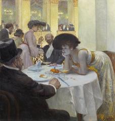 Oil painting of a box seat in the Sophiensaal theater from 1903