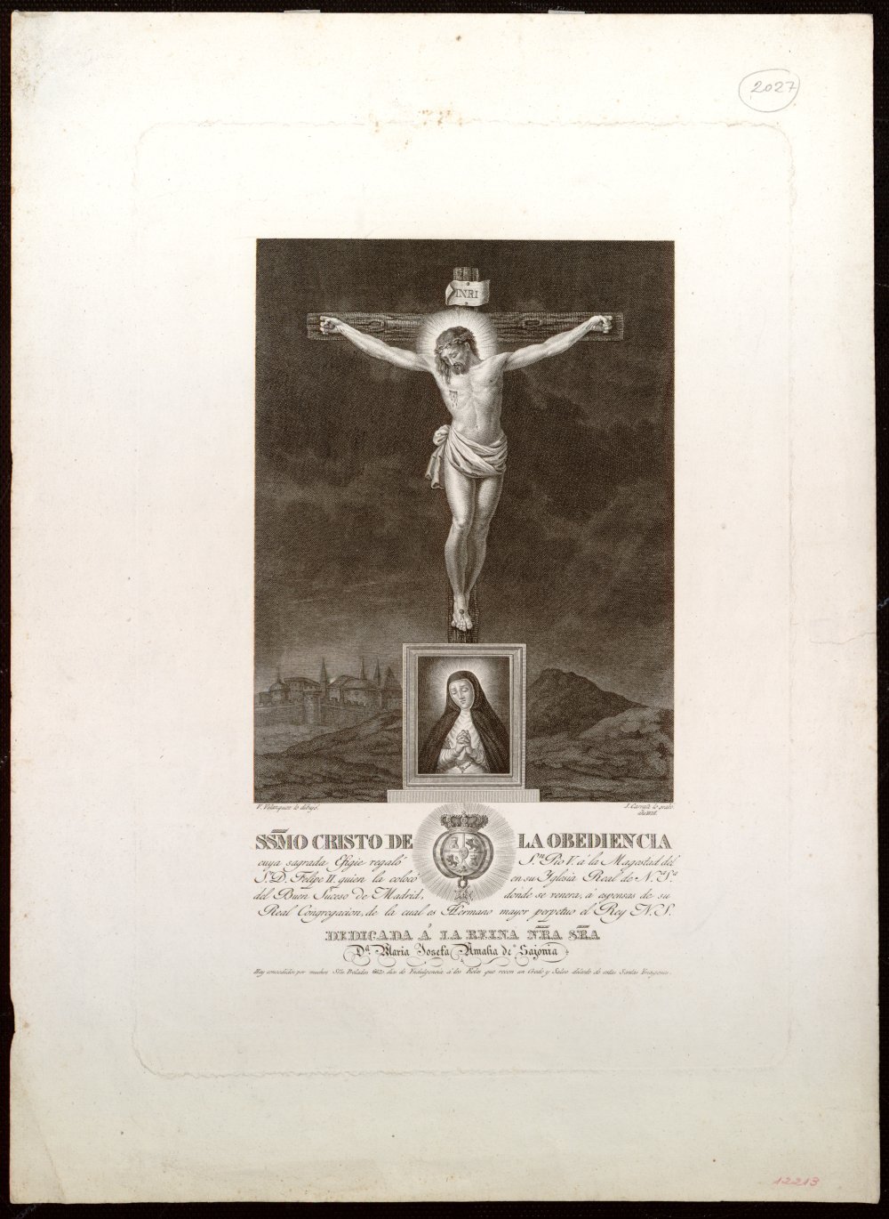 Engraving of Santo Cristo de la Obediencia by Juan Carrafa after Vicente Velázquez, 1828