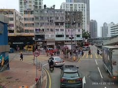 Aerial view of Tsuen Wan District in Hong Kong from a KMBus 290X in December 2023