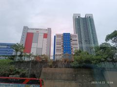 Kwai Tsing District and Tsuen Wan Hong Kong skyline December 2023