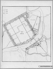 Top view map of Hue Imperial Citadel in Vietnam showing detailed fortifications