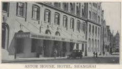Astor House Hotel in Shanghai in 1925 historic black and white photograph