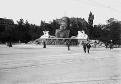 Restored monumental fountain in Munic