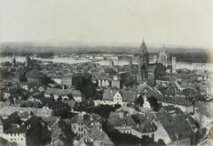 Historic city center of Mainz viewed from St. Stephen's Church tower