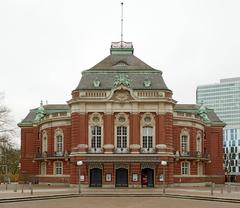 Front facade of Laeiszhalle concert hall in Hamburg viewed from Johannes-Brahms-Platz