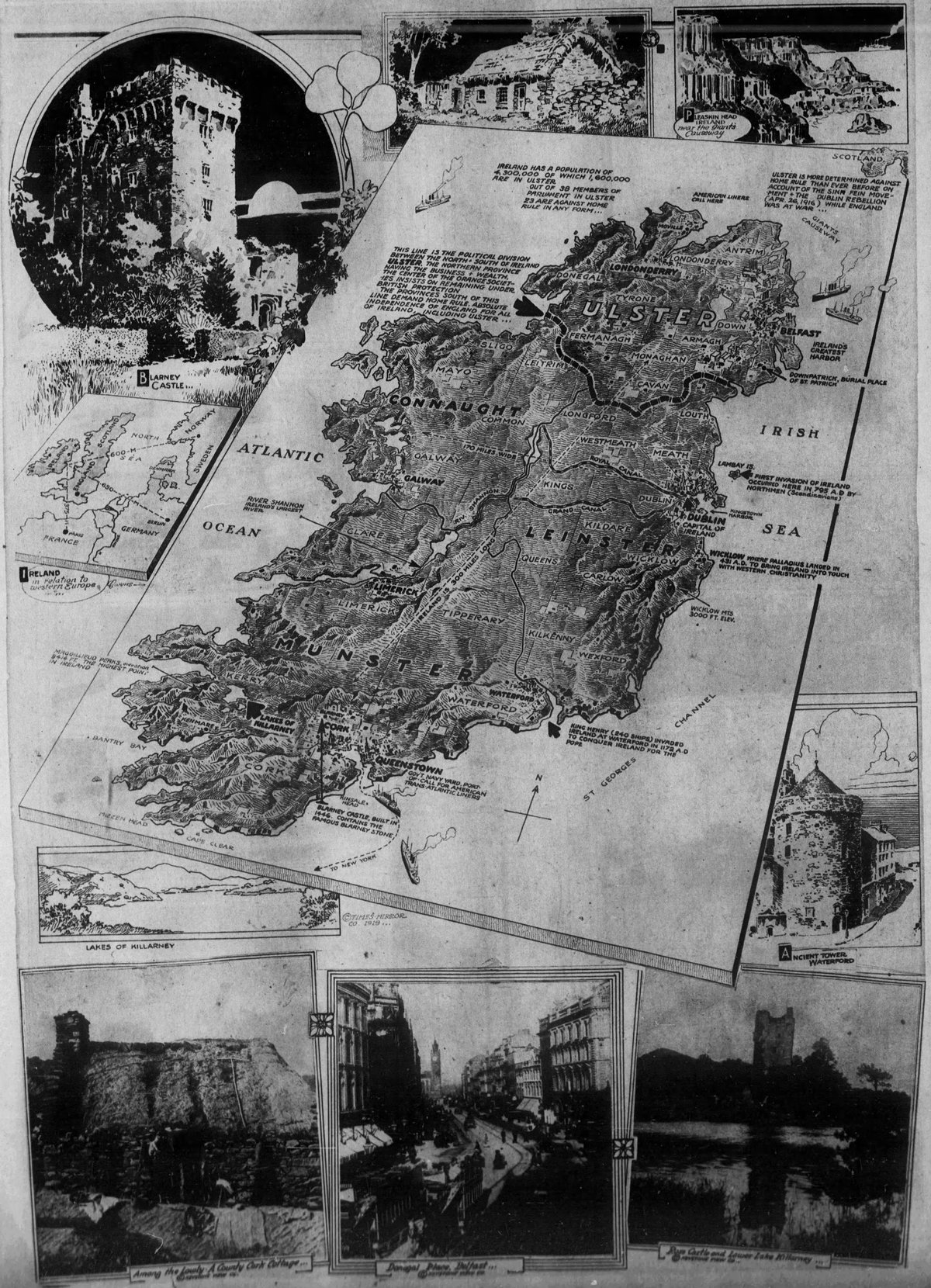 Political Divisions in Ireland 1919 illustrated by Charles H. Owens