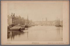 Historic view of the Amstel River facing north towards the Blauwbrug with the Keizersgracht bridge on the left