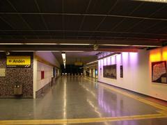 Upper lobby of Parque de los Patricios Station with modern architectural design and lighting