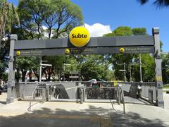 Subte H train at Parque Patricios station in the Distrito Tecnológico area