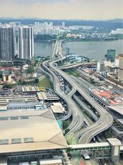 Road viaducts leading from Bangunan Sultan Iskandar checkpoint to Johor Bahru-Singapore Causeway