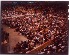 International Church of Christ service at Boston Garden with congregation and choir