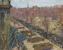 Liberty Loan Parade with soldiers and citizens during World War I