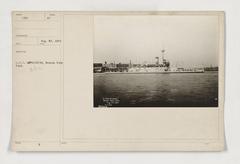 World War II US Navy battleship at sea during daytime