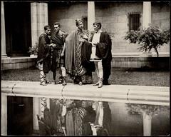 Actors in costume performing scenes from Julius Caesar at Boston Public Library during Shakespeare Tercentenary 1916