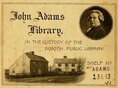 Bookplate of John Adams Library in Boston Public Library in 1768 volume of Oeuvres de Maupertuis