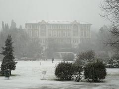 Bogazici University Basic Sciences Building under snow in South Campus
