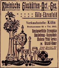 Vintage advertisement for Rheinische Glashütten AG glass company