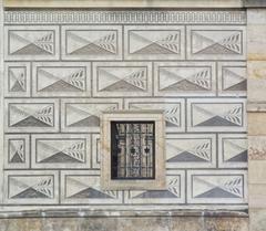 Intricate geometric patterns on palace wall in Prague's Hradcany