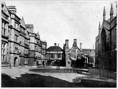 New Quadrangle of Brasenose College at Oxford with traditional college buildings