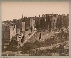 Exterior view of the ancient city walls of Constantinople