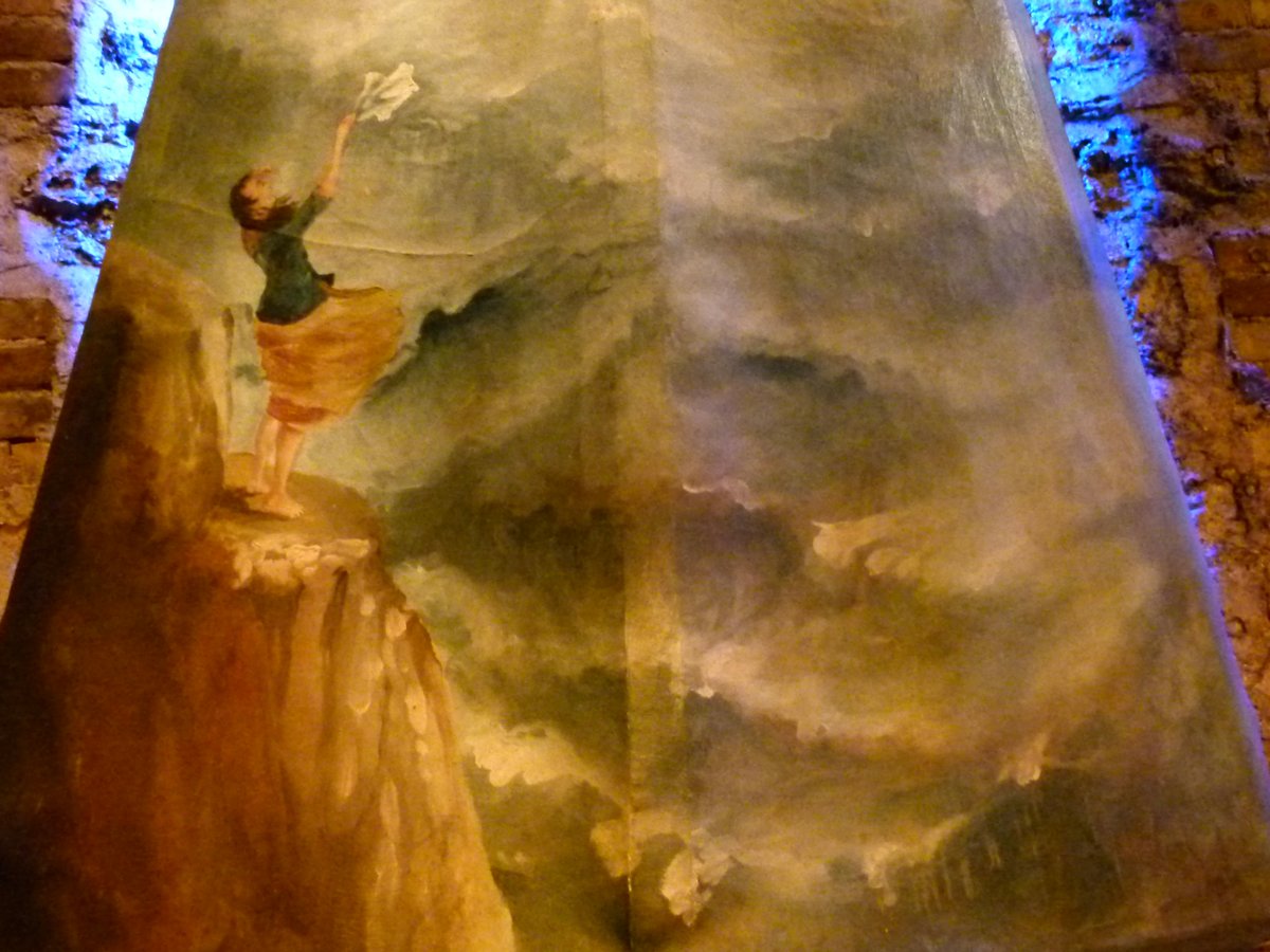 Detail of L'adieu au bateau carousel decoration at Musée des arts forains