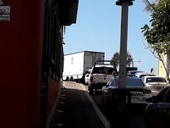 INAH truck parked on city street in Mazatlán