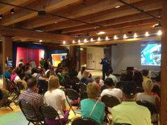 Astronaut Steve Bowen speaking at Children's Museum Boston