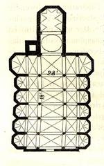 Medieval architectural floor plan of Gessate San Pietro in Italy from 1860 woodcut illustration