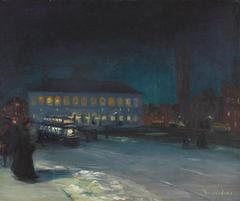Copley Square in Boston with Boston Public Library, Old South Church, and an inbound streetcar on Huntington Avenue line circa 1904