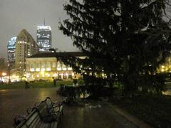 Copley Square in Boston with historic buildings and trees in autumn