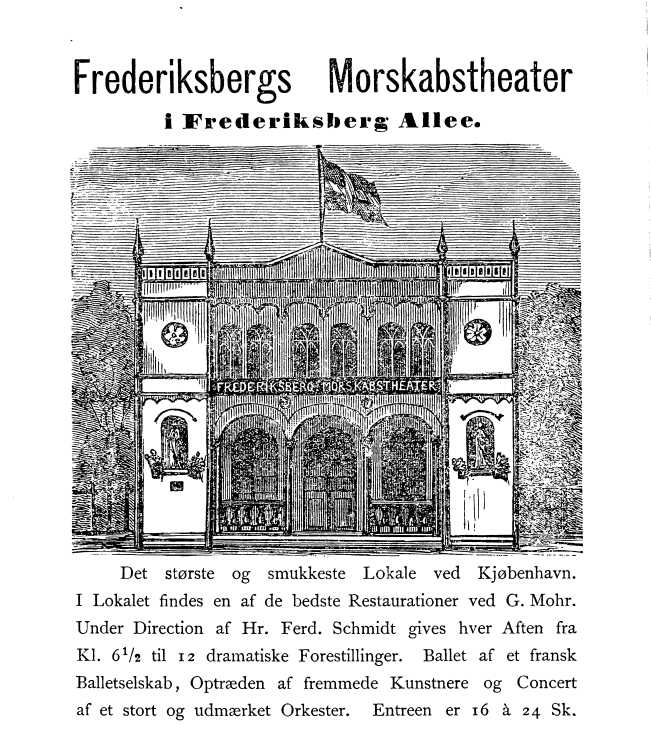 Frederiksberg Morskabsteater historic theater building in Copenhagen in 1873