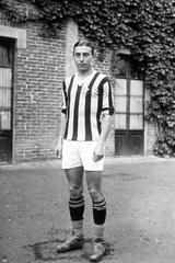 Italian-Argentines footballer Raimundo Orsi with F.B.C. Juventus in 1930s posing outside Campo Juventus Turin