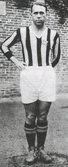 Italian footballer Virginio Rosetta in Juventus kit posing outside Campo Juventus in Turin 1930s