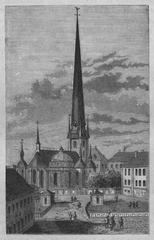 Historical illustration of Riddarholmen in Stockholm before the 1802 fire