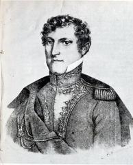 Lithograph portrait of Argentine hero Manuel Belgrano in historical attire