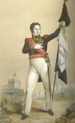 Portrait of Juan Manuel de Rosas with the flag of the Argentine Confederation