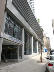 View northeast up West 60th Street showing Lander College for Women building
