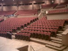 Interior view of the main auditorium of the Pazo da Ópera da Coruña from the right side entrance of the stage