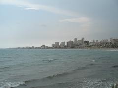 View of San Juan beach from the entrance to La Font near Campello, Alicante, Spain